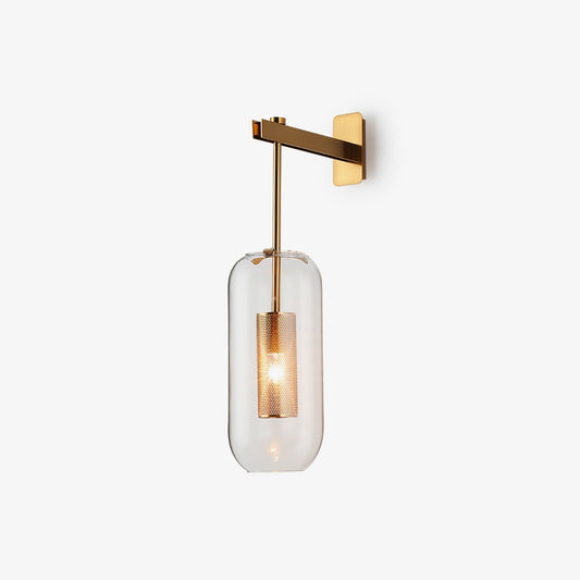 Glass Wall Lamp With Perforated Cage And Sleek Steel Rod NALANI