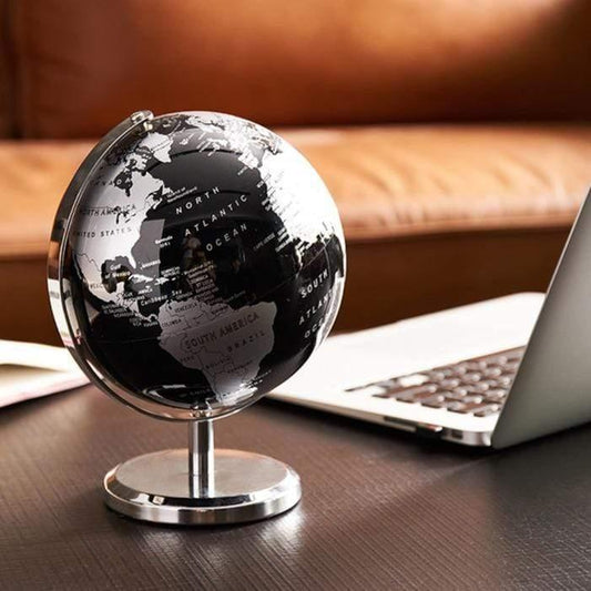 Globe Decoration with Rotating Base for Travel Enthusiasts Silver NALANI