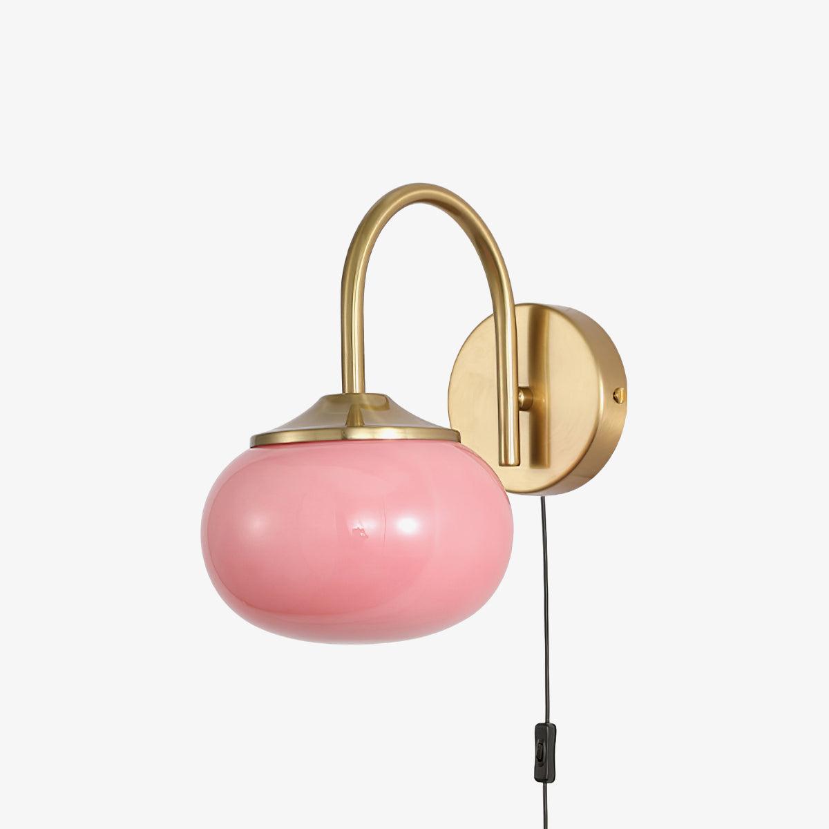Gold Finish Plug In Sconce With Pink Glass Shade Decor NALANI