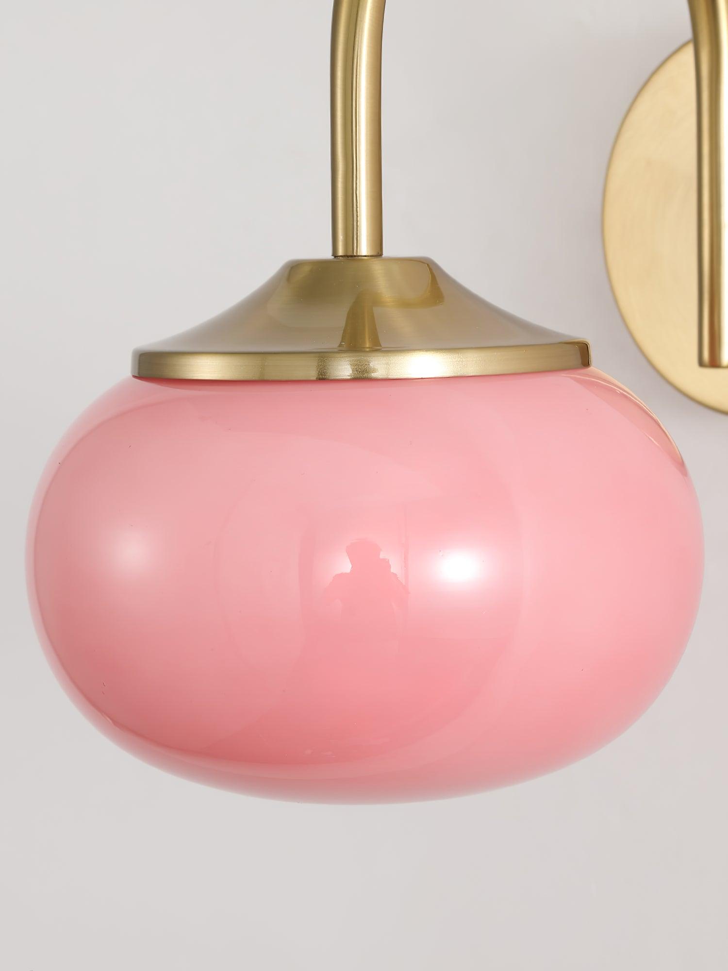 Gold Finish Plug In Sconce With Pink Glass Shade Decor NALANI
