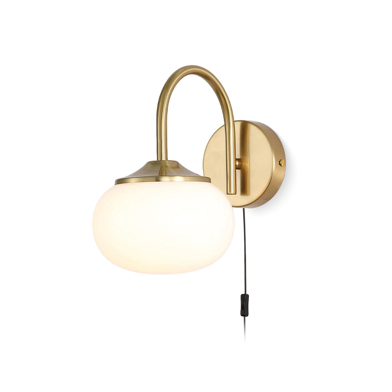 Gold Finish Plug In Sconce With Pink Glass Shade Decor NALANI