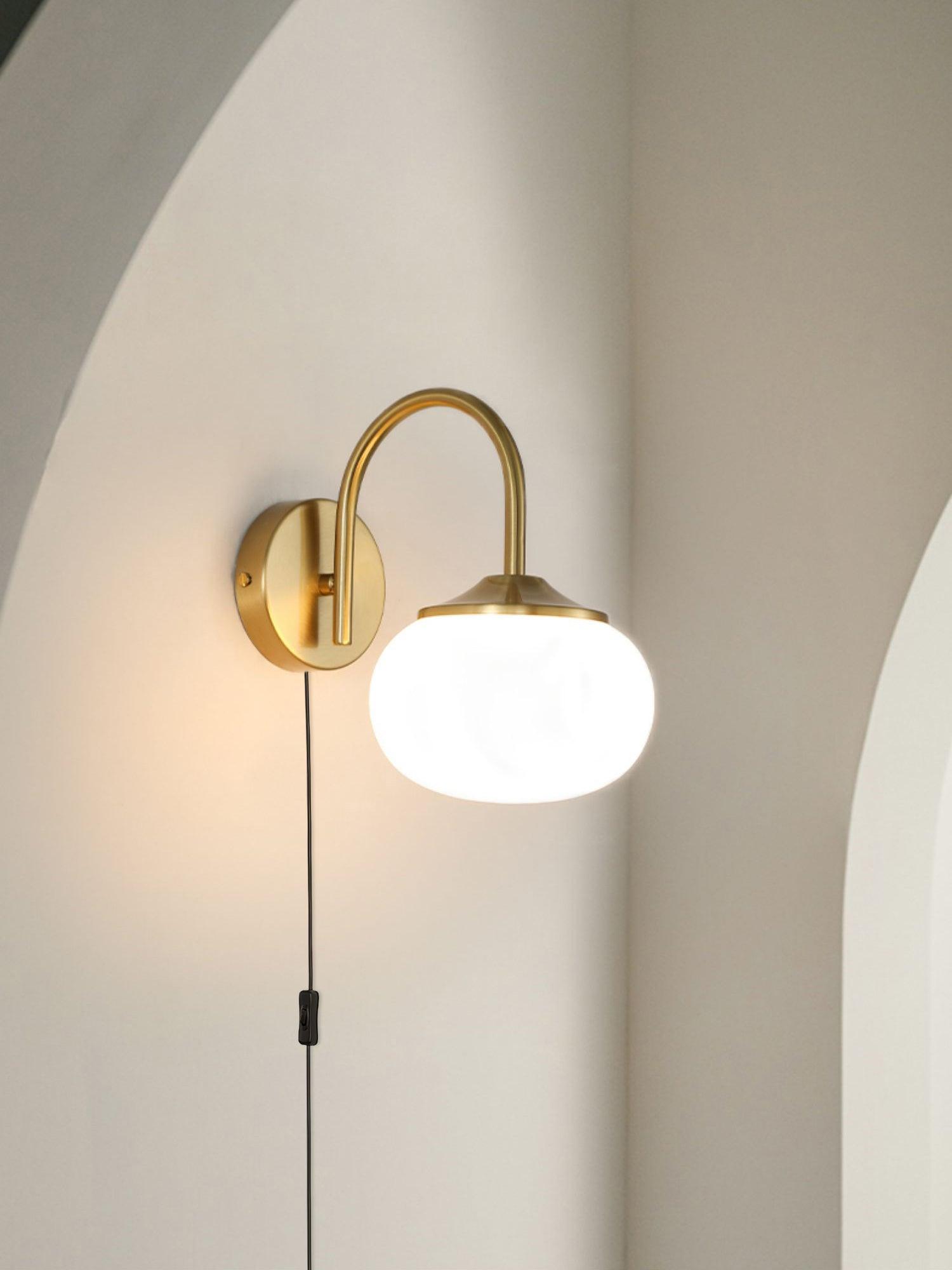 Gold Finish Plug In Sconce With Pink Glass Shade Decor NALANI