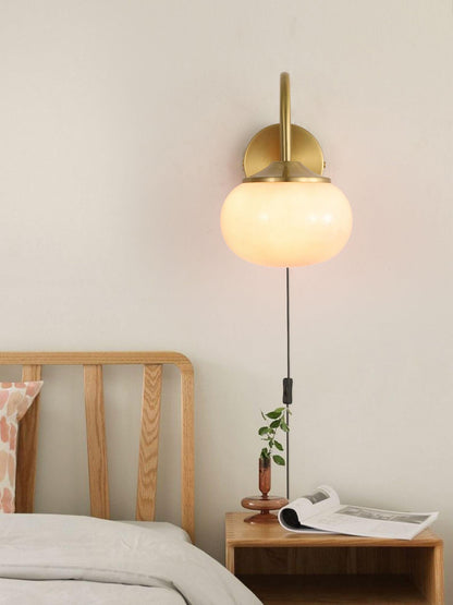 Gold Finish Plug In Sconce With Pink Glass Shade Decor NALANI
