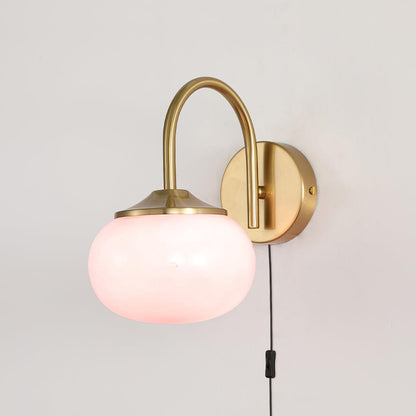 Gold Finish Plug In Sconce With Pink Glass Shade Decor NALANI