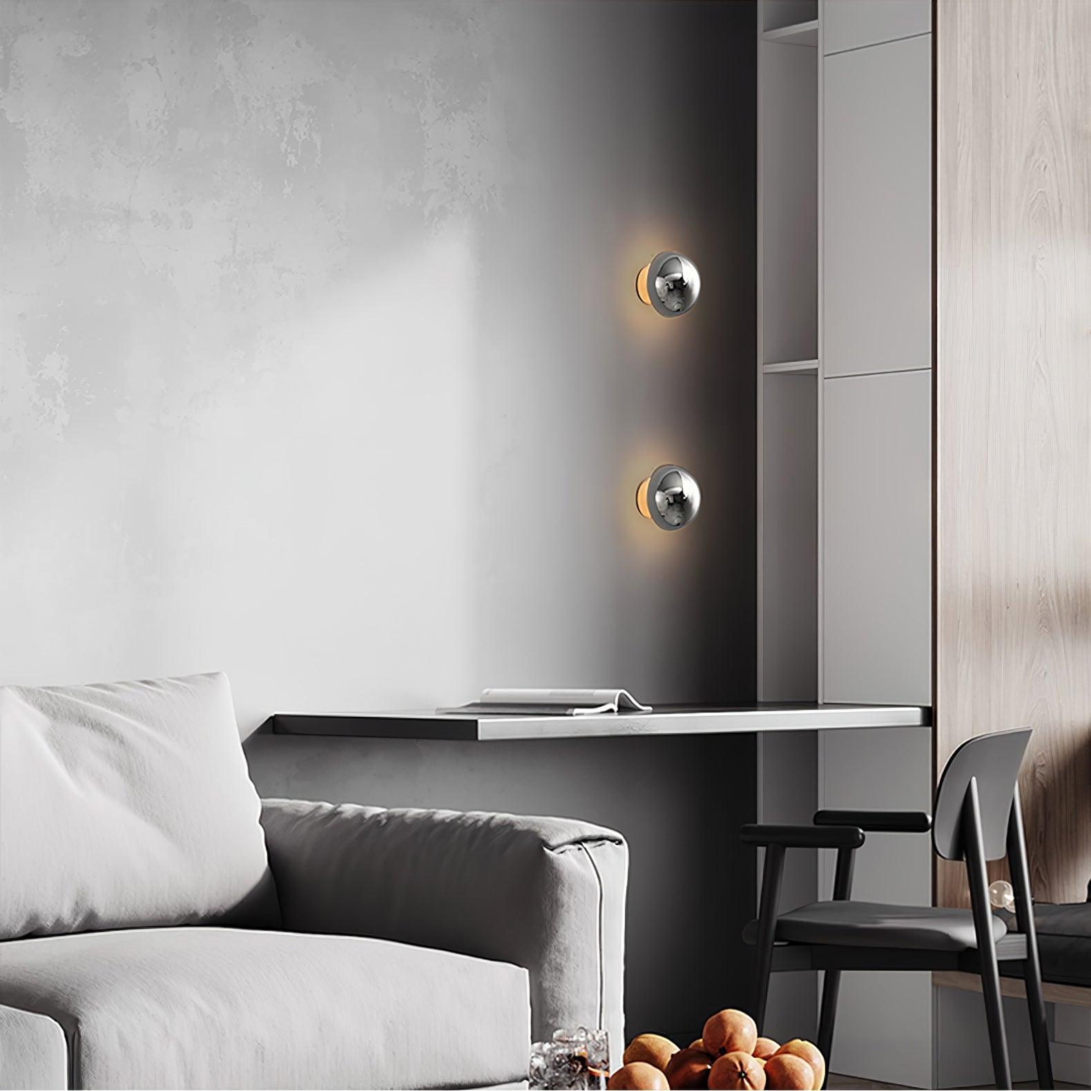 Gold Sphere Wall Sconce Modern Glass Lighting Fixture NALANI