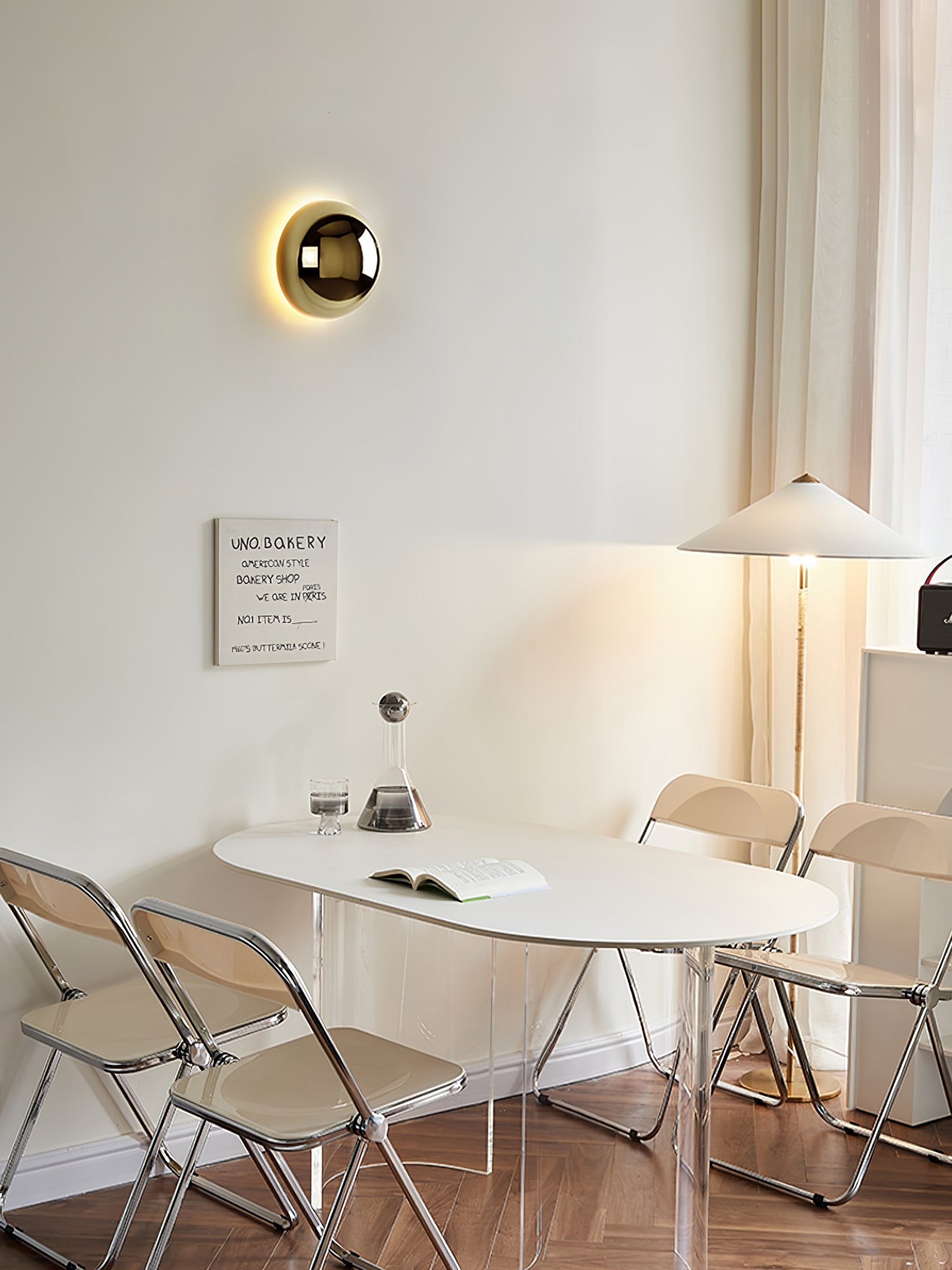Gold Sphere Wall Sconce Modern Glass Lighting Fixture NALANI
