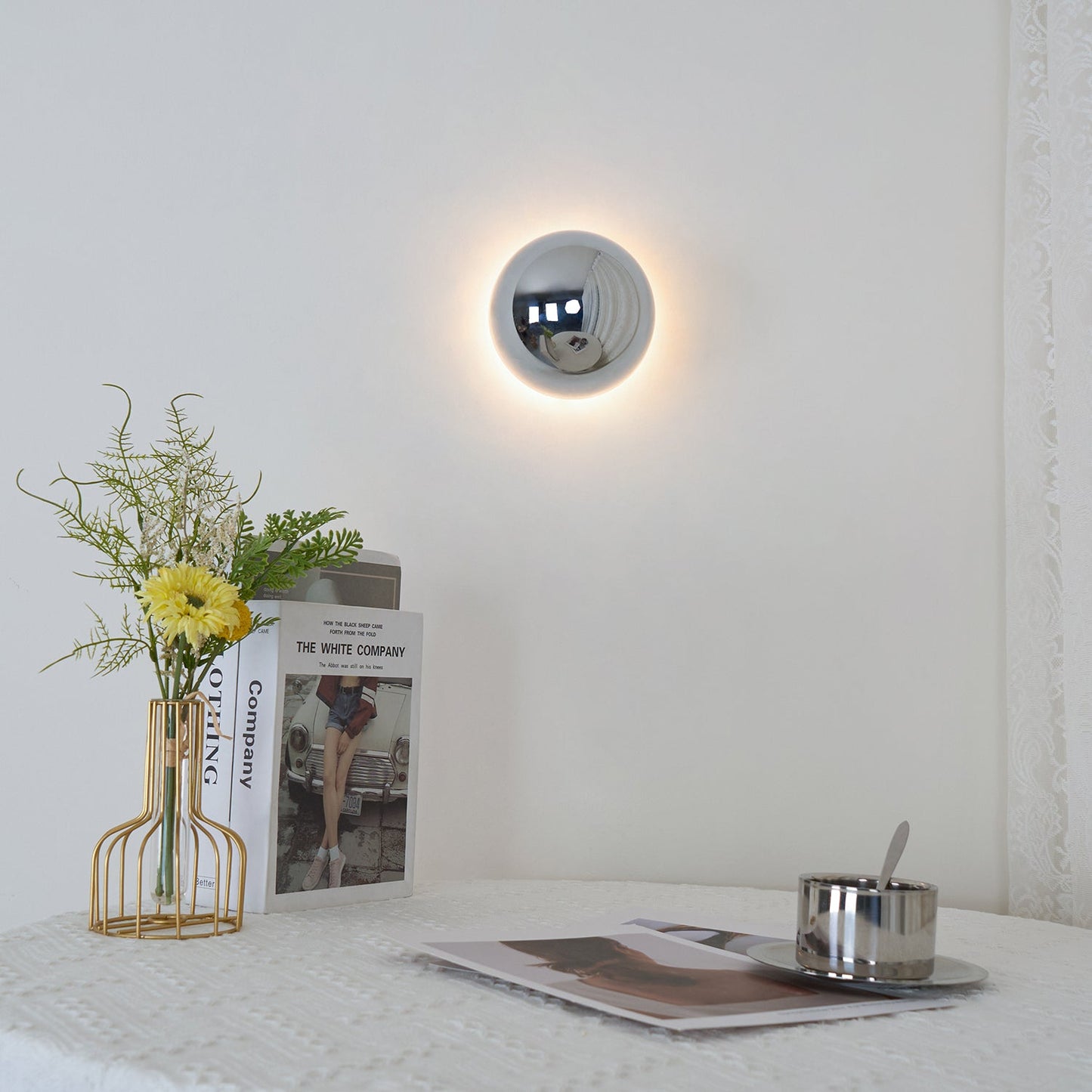 Gold Sphere Wall Sconce Modern Glass Lighting Fixture NALANI