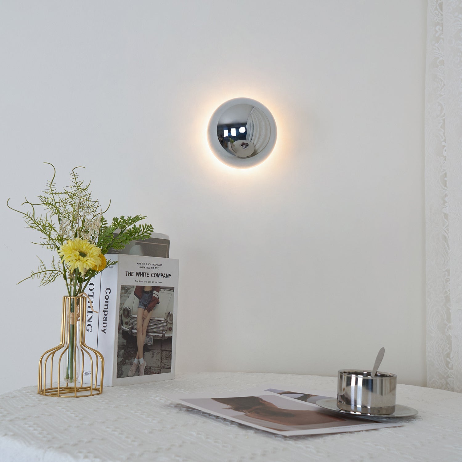 Gold Sphere Wall Sconce Modern Glass Lighting Fixture NALANI