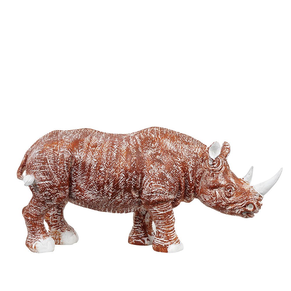 Golden Horned Rhino Table Accent Handcrafted Home Decor NaLani