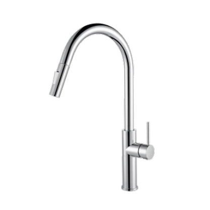 Gooseneck Copper Kitchen Faucet Single Handle Hot Cold Chrome NALANI