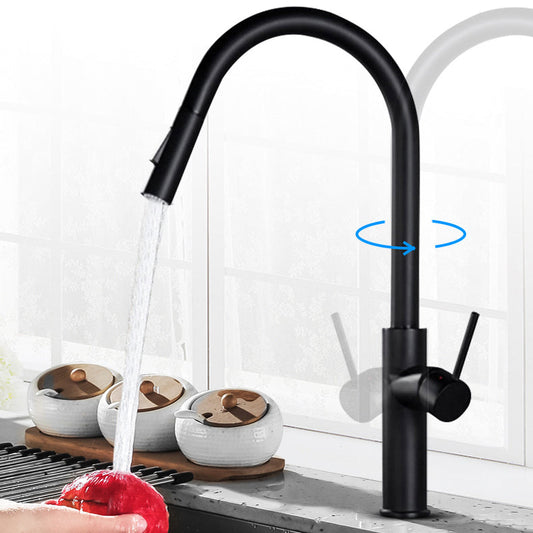 Gooseneck Copper Kitchen Faucet Single Handle Hot Cold NALANI