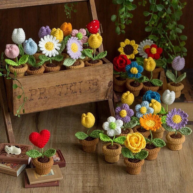 Crochet Flower Pot Decoration With Ceramic Base NALANI
