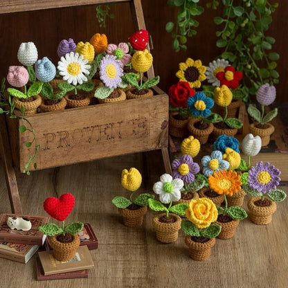 Crochet Flower Pot Decoration With Ceramic Base NALANI