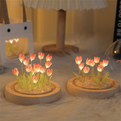 Handmade Tulip Night Lamp Soft Light Bedroom Desk Decor NALANI