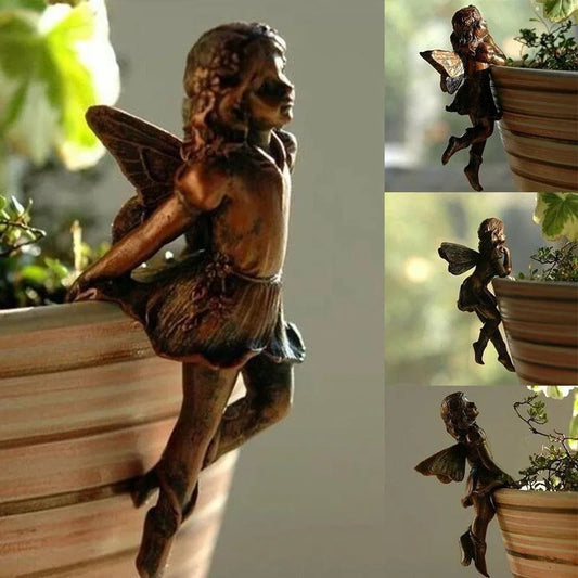 Hanging Resin Fairy Cup Garden Decor Antique Flower Pot Accent SEREIN