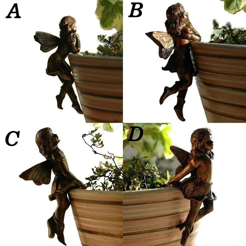 Hanging Resin Fairy Cup Garden Decor Antique Flower Pot Accent SEREIN