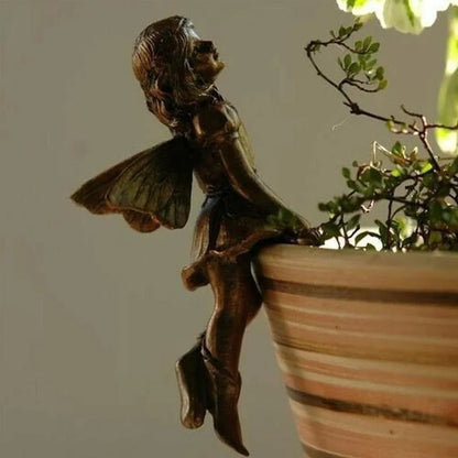 Hanging Resin Fairy Cup Garden Decor Antique Flower Pot Accent C SEREIN