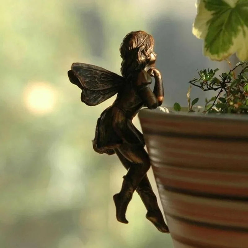 Hanging Resin Fairy Cup Garden Decor Antique Flower Pot Accent A SEREIN