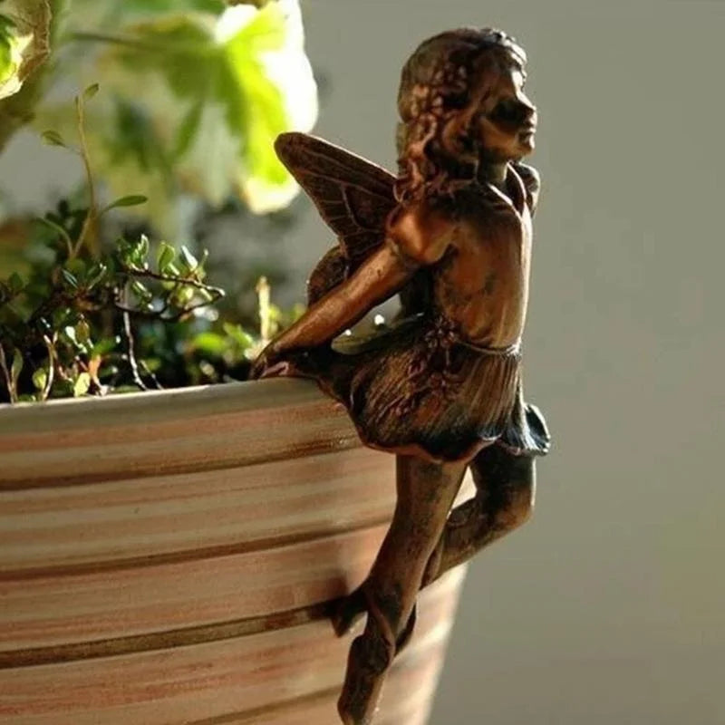 Hanging Resin Fairy Cup Garden Decor Antique Flower Pot Accent D SEREIN
