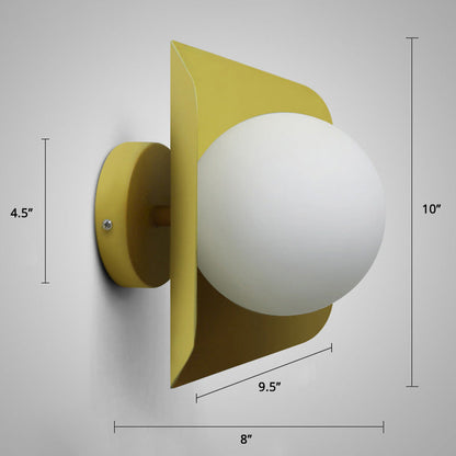 Hexagonal Metal Sconce Wall Light Ball Opaline Glass Shade NALANI