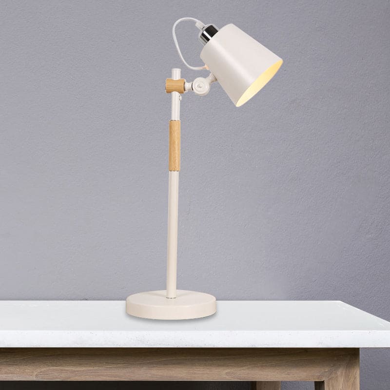 Industrial Metal Table Lamp Bucket Style Interiors White NALANI