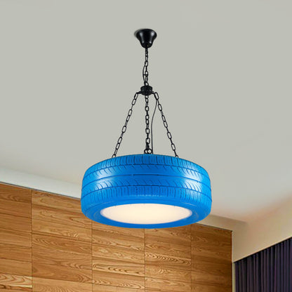 Industrial Rubber Car Tire Chandelier Hanging Light Bar NALANI