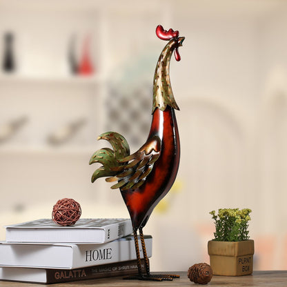 Iron Rooster Sculpture Miniature for Garden Decor NaLani
