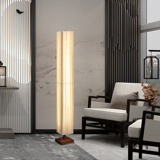 Japanese Walnut Floor Lamp With Fabric Shade Led Living Room NALANI