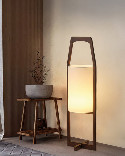 Japanese Wooden Floor Lamp Retro Zen Wabi Sabi Lighting NALANI