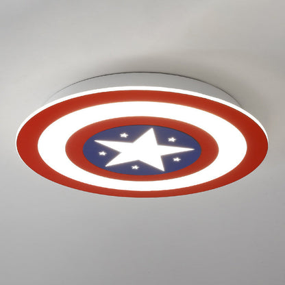 Kids Led Captain Shield Flush Mount Ceiling Light Red Blue NALANI