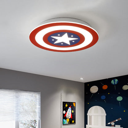 Kids Led Captain Shield Flush Mount Ceiling Light Red Blue White White NALANI
