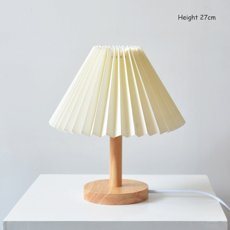 Korean Retro Pleated Table Lamp for Elegant Home Lighting White 27cm NALANI
