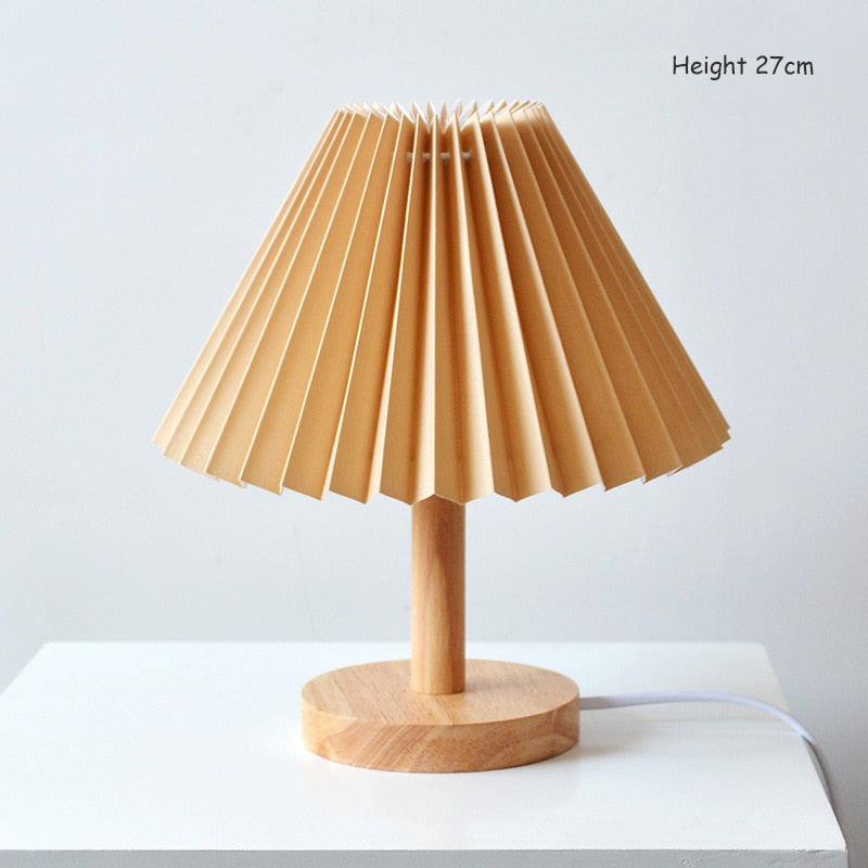 Korean Retro Pleated Table Lamp for Elegant Home Lighting Brown 27cm NALANI