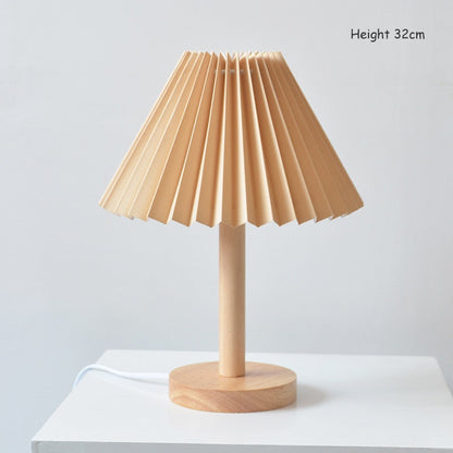Korean Retro Pleated Table Lamp for Elegant Home Lighting White 32cm NALANI