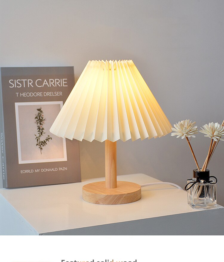 Korean Retro Pleated Table Lamp for Elegant Home Lighting NALANI