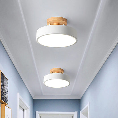 LED Semi Flush Mount Ceiling Light With Wood Canopy NALANI