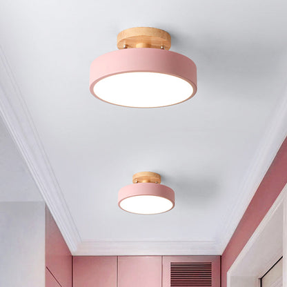 LED Semi Flush Mount Ceiling Light With Wood Canopy NALANI