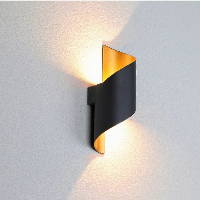LED Wall Light Spiral Design IP65 Waterproof Aluminium 10W Black and Gold NALANI