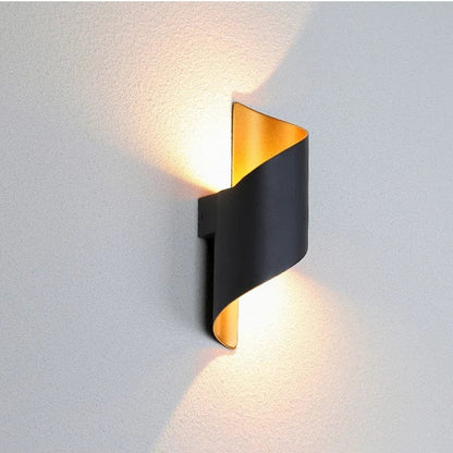 LED Wall Light Spiral Design IP65 Waterproof Aluminium 10W Black and Gold NALANI
