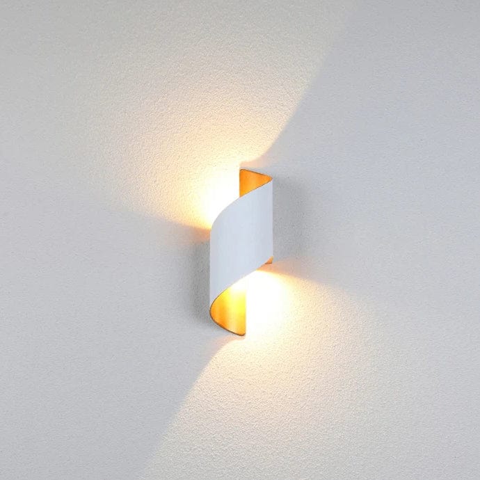 LED Wall Light Spiral Design IP65 Waterproof Aluminium 10W White and Gold NALANI