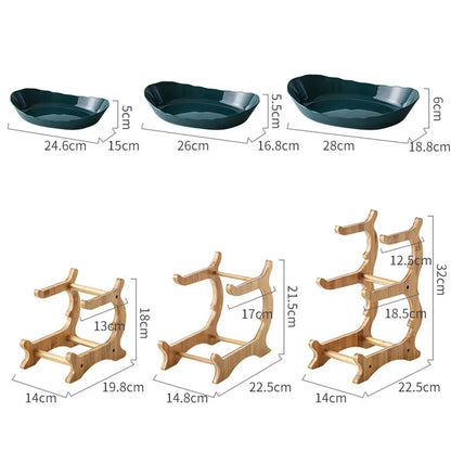 Layered Wooden Fruit Bowl Oval Kitchen Serving Plate NALANI