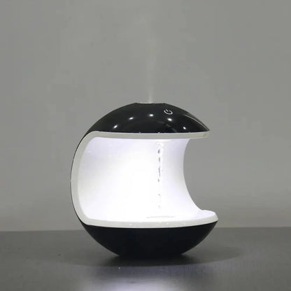 Levitating Water Droplet Ultrasonic Humidifier With LED Half Sphere Black NALANI