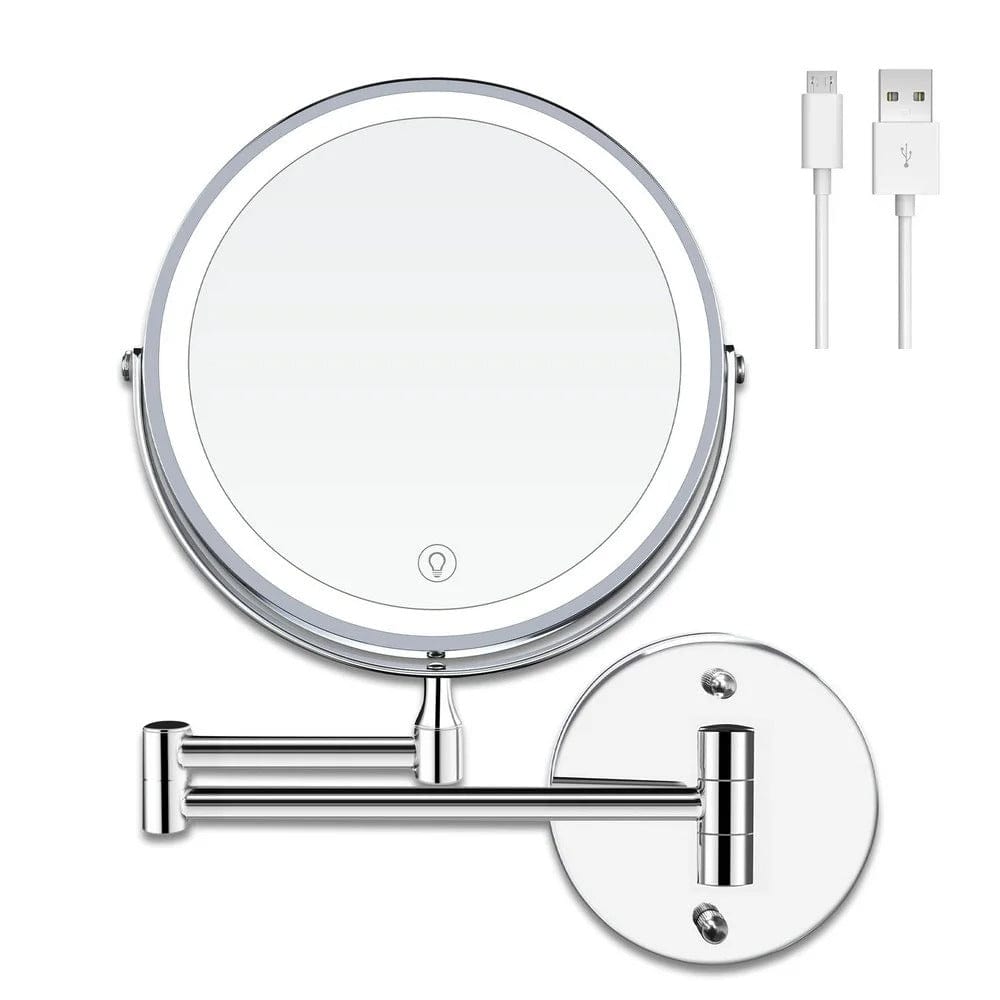 Lighted Makeup Mirror With Rechargeable LED Lighting Silver NALANI