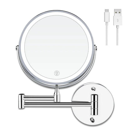 Lighted Makeup Mirror With Rechargeable LED Lighting Silver NALANI