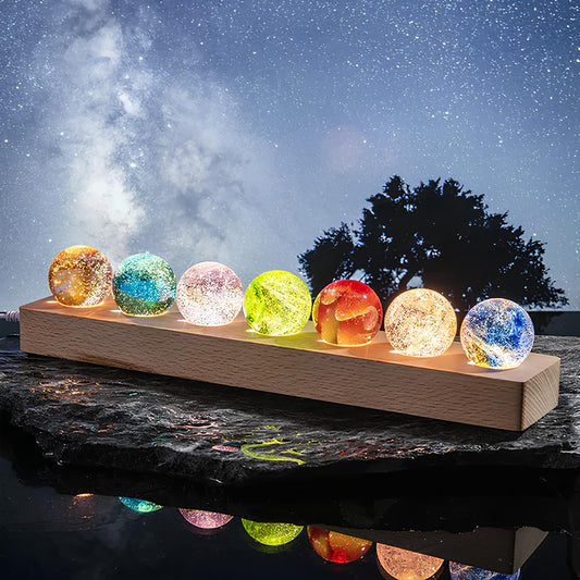 Luminous Crystal Galaxy Orbs Set for Enchanting Home Decor Rectangle NaLani