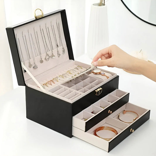 Luxurious Multi Layered Jewelry Box Organizer In PU Leather NALANI