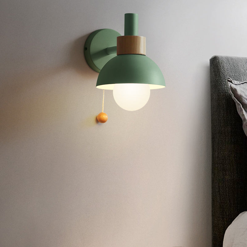 Macaron Domed Sconce Wall Light 1 Bulb With Pull Chain NALANI