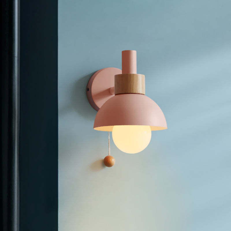 Macaron Domed Sconce Wall Light 1 Bulb With Pull Chain NALANI