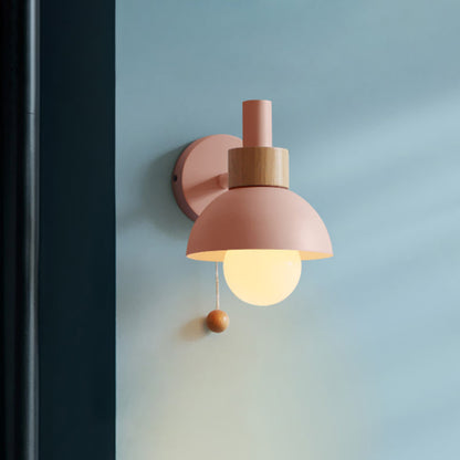 Macaron Domed Sconce Wall Light 1 Bulb With Pull Chain NALANI