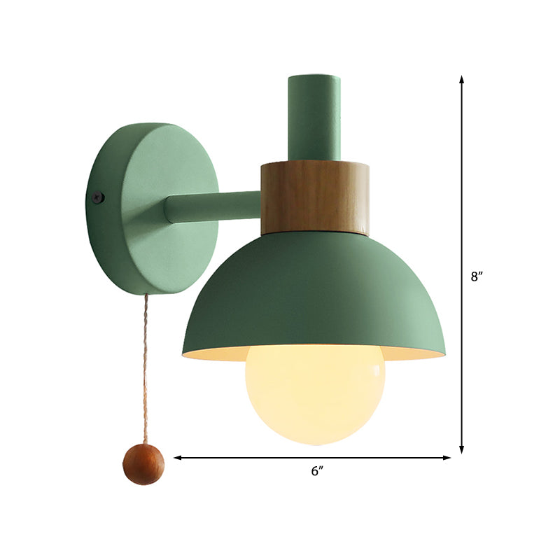 Macaron Domed Sconce Wall Light 1 Bulb With Pull Chain NALANI